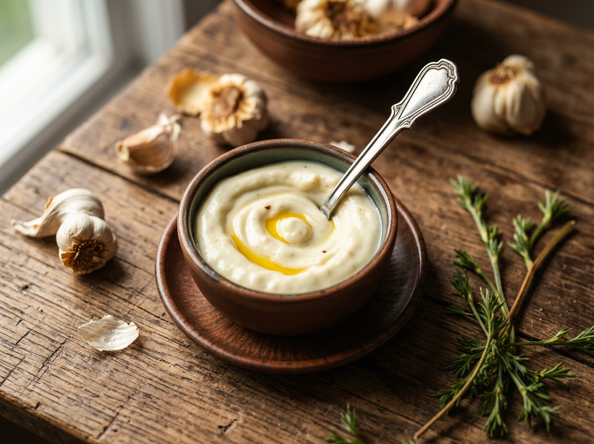 Aioli de ajo asado con aguacate