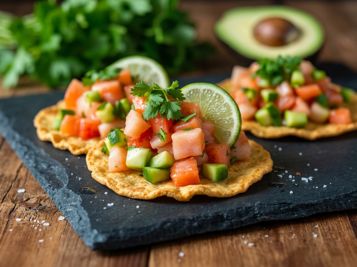 Ceviche de salmón y aguacate