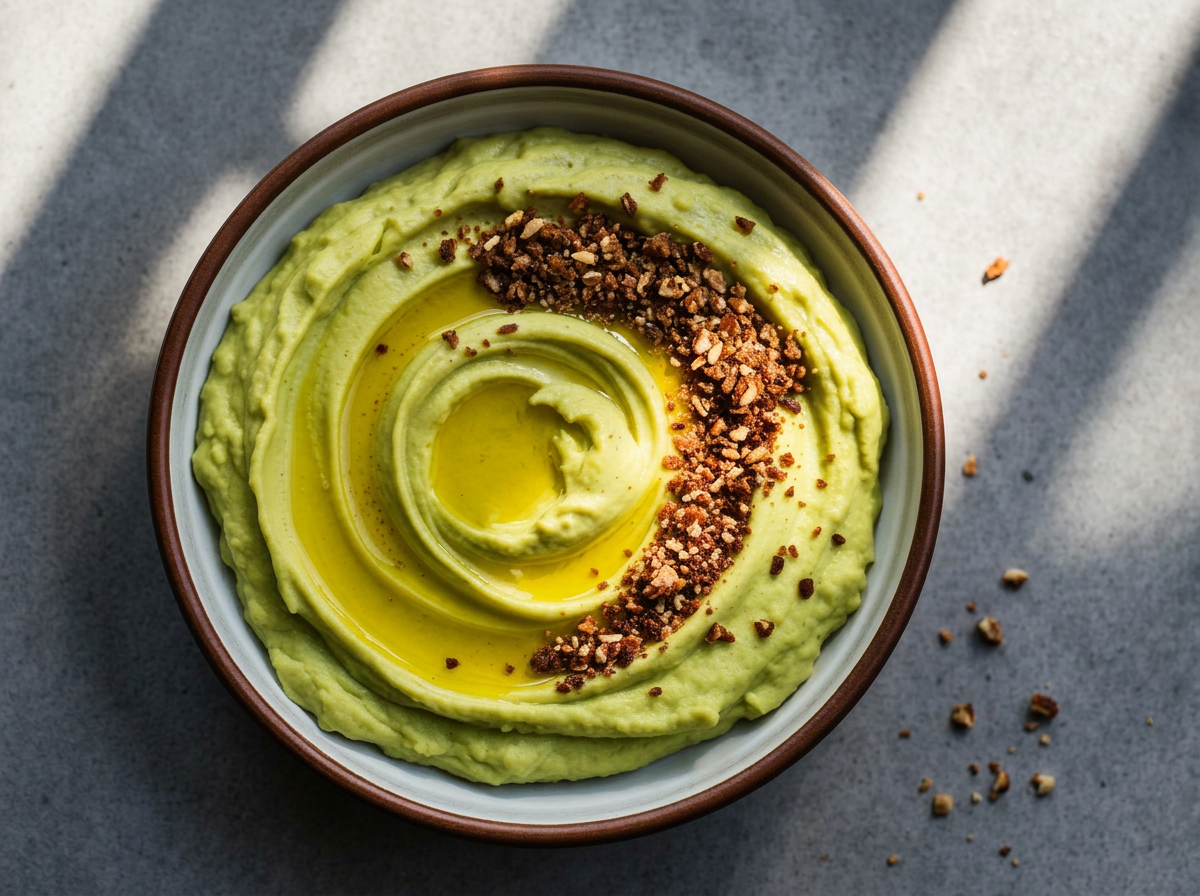 Hummus de aguacate con dukkah