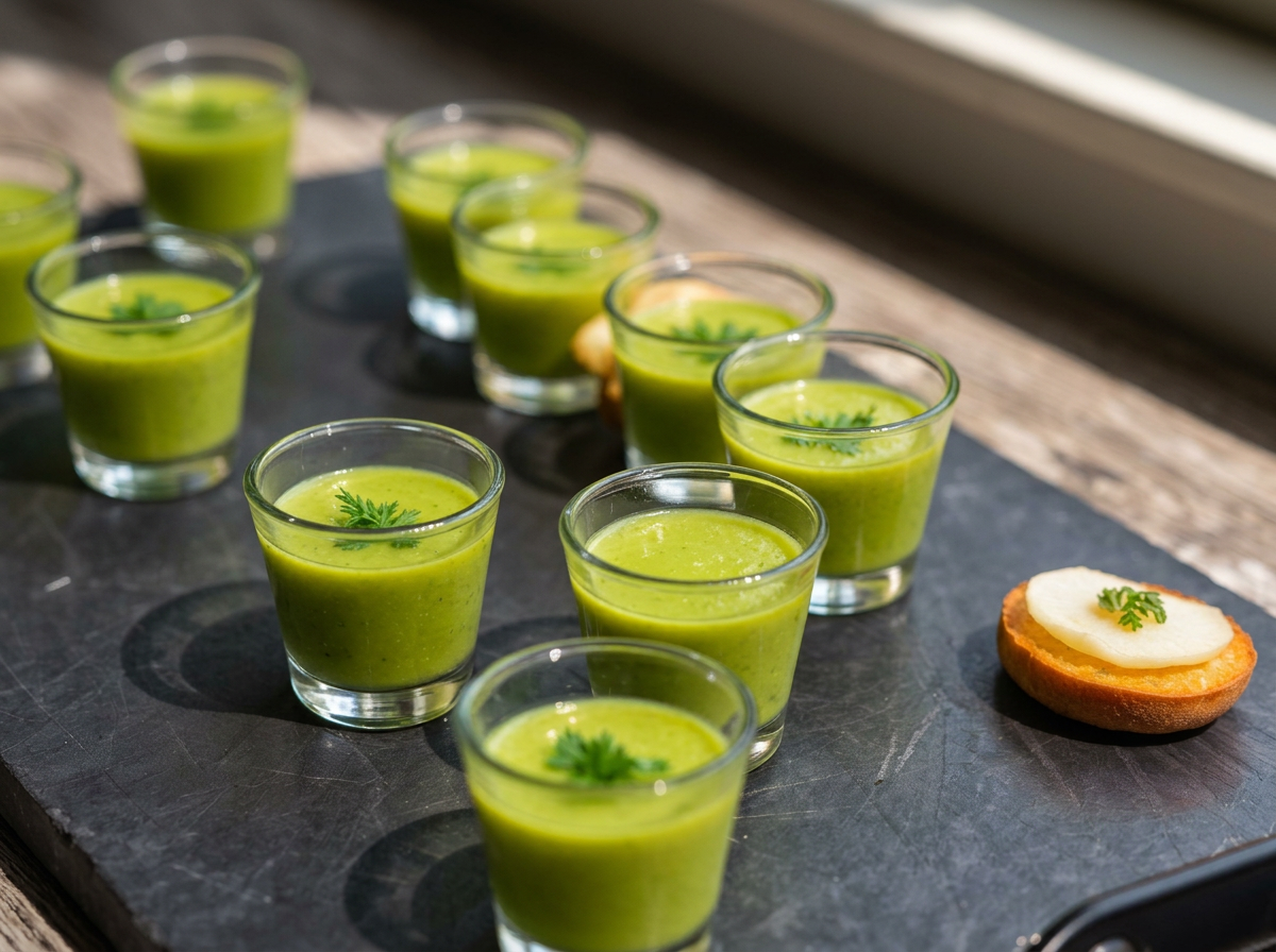 Shots de gazpacho verde