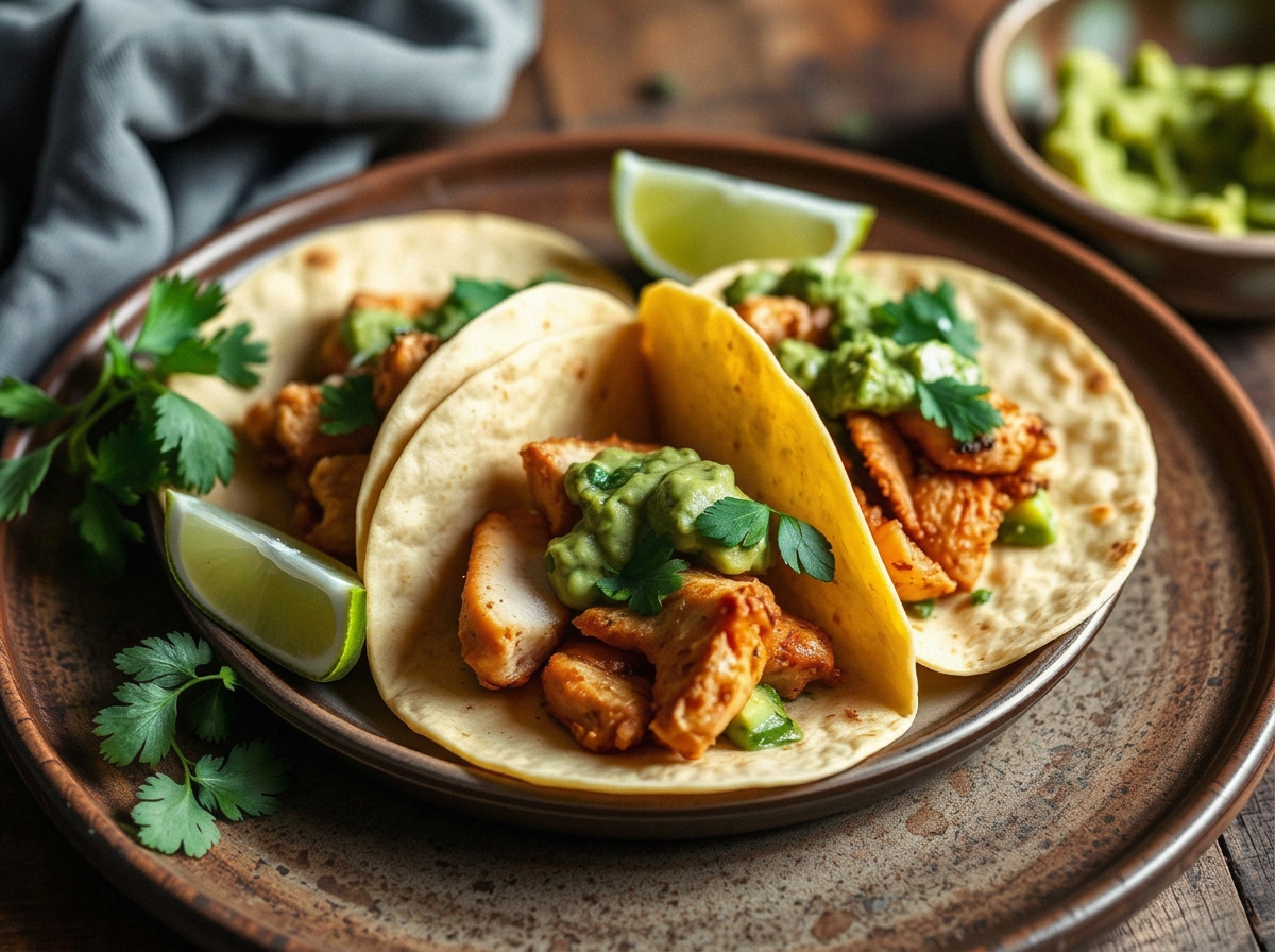Tacos de pollo con salsa cremosa